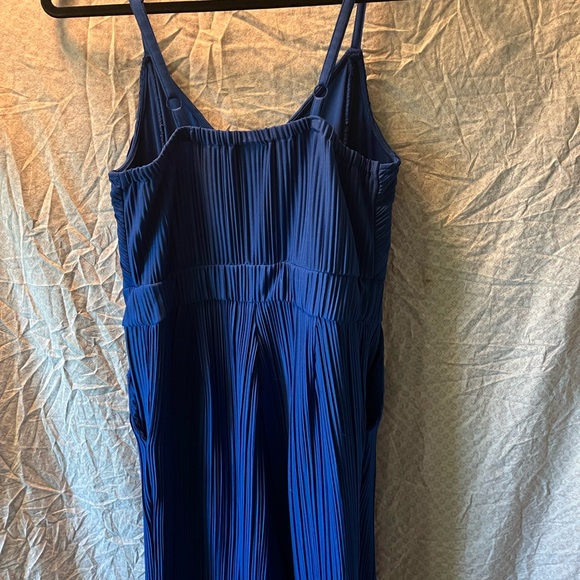 Blue Chiffon Pleated Jumpsuit - Picture 4 of 4